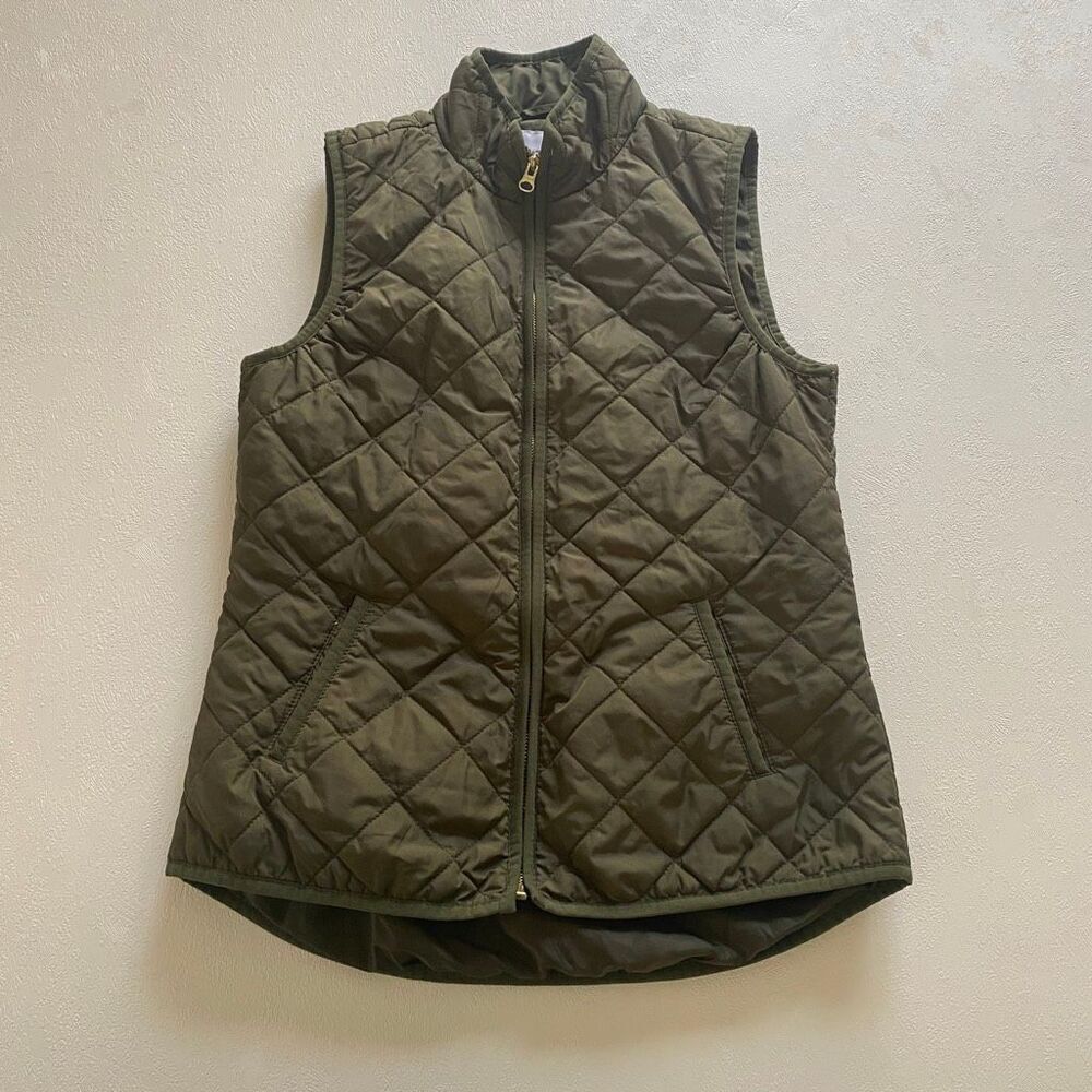 Old Navy Quilted Puffer Vest XS Women’s Olive Green Lightweight Zip Up Layering